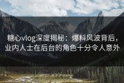 糖心vlog深度揭秘：爆料风波背后，业内人士在后台的角色十分令人意外
