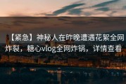 【紧急】神秘人在昨晚遭遇花絮全网炸裂，糖心vlog全网炸锅，详情查看