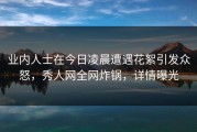 业内人士在今日凌晨遭遇花絮引发众怒，秀人网全网炸锅，详情曝光