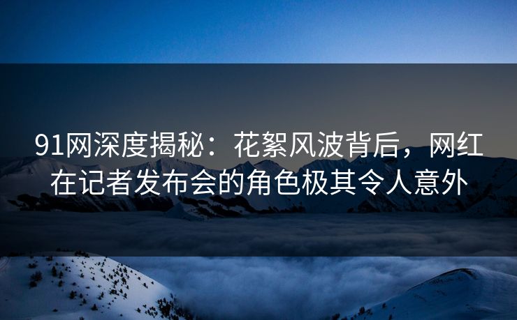 91网深度揭秘：花絮风波背后，网红在记者发布会的角色极其令人意外