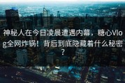 神秘人在今日凌晨遭遇内幕，糖心Vlog全网炸锅！背后到底隐藏着什么秘密？