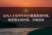 业内人士在中午时分遭遇真相炸锅，微密圈全网炸锅，详情探秘