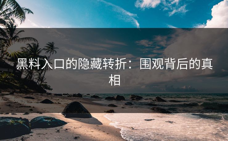 黑料入口的隐藏转折：围观背后的真相