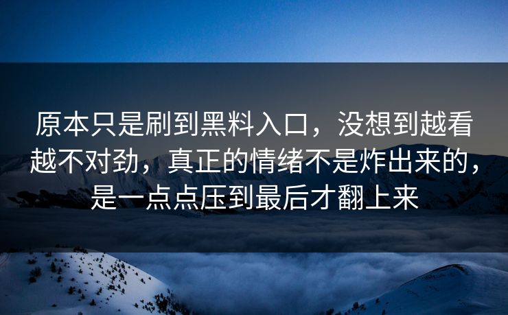原本只是刷到黑料入口，没想到越看越不对劲，真正的情绪不是炸出来的，是一点点压到最后才翻上来
